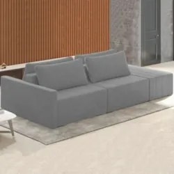 Sofá Ilha Modular com Puff para Sala Living 232cm Georgia Z08 Veludo C