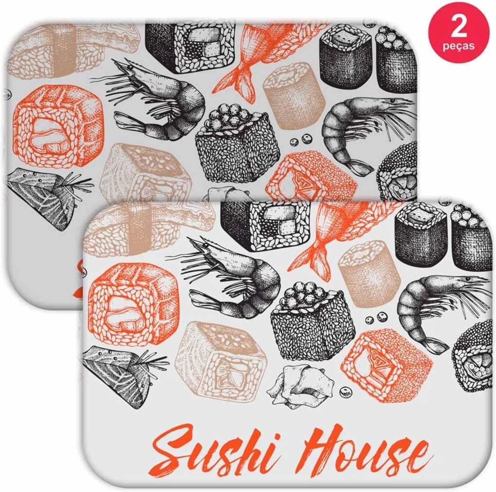 Jogo Americano Love Decor Sushi House Branco/Laranja