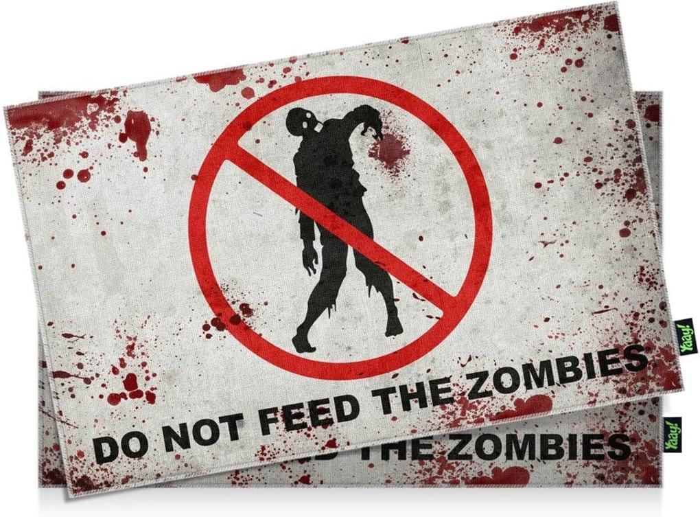 Jogo Americano Do Not Feed The Zombies - 2 Peças Geek10 Vermelho