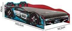Cama Infantil Carro 100%MDF com Faróis LED Twister P13 Vermelho - Mpoz