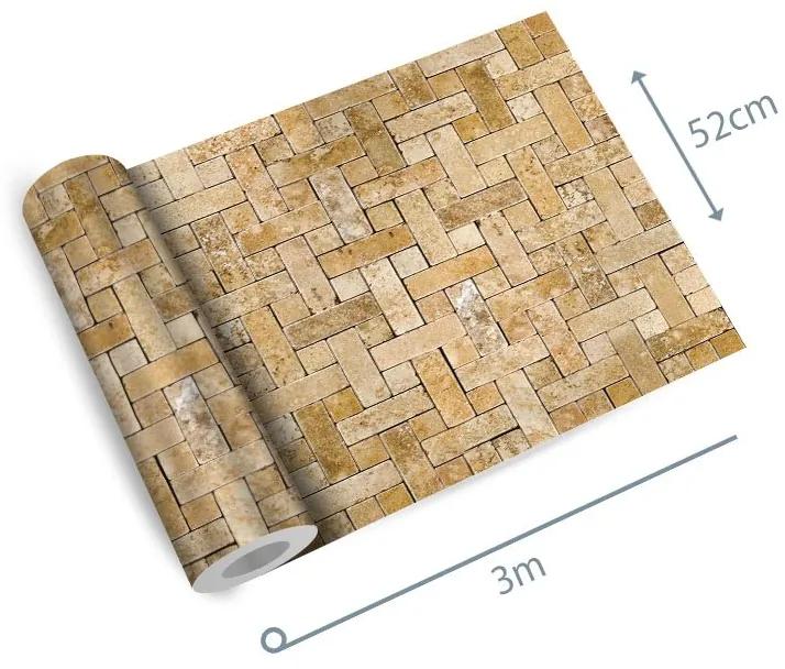 Papel de parede adesivo pedra tijolo amarelado