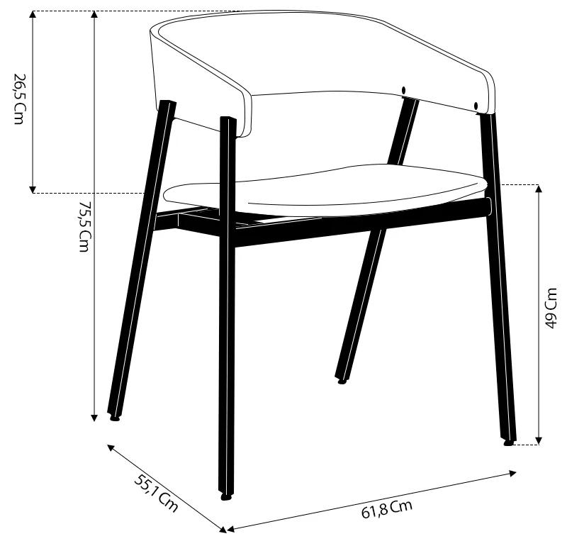 Kit 2 Cadeiras de Jantar Base Aço Luke Suede Marrom/Nogueira G04 - Gran Belo