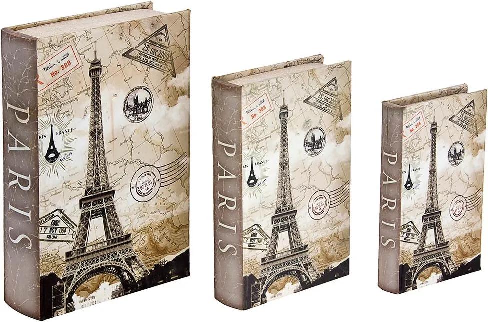 Book Box Conjunto 3 Peças Carimbo Passaporte Eiffel Oldway - 30x21 cm