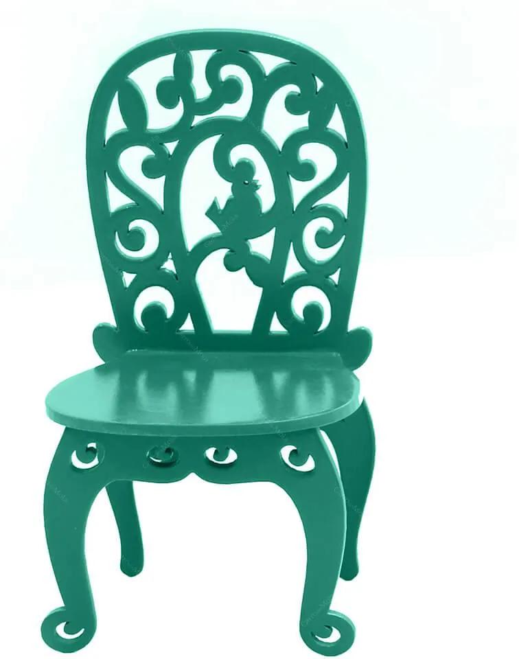 Adorno Cadeirinha Decorativa Curvada Verde Claro em MDF - 11,3x8 cm