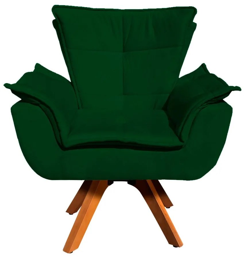 Kit 02 Poltronas Giratória Opala Suede Verde Base Madeira MM30 D'Rossi