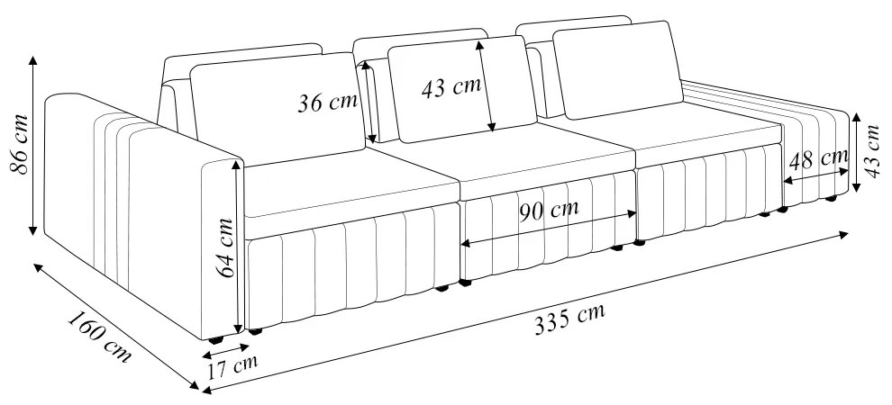 Sofá Ilha com Encosto e Almofadas Móveis Olimpo 335cm Modulado Bouclê Bege G45 - Gran Belo