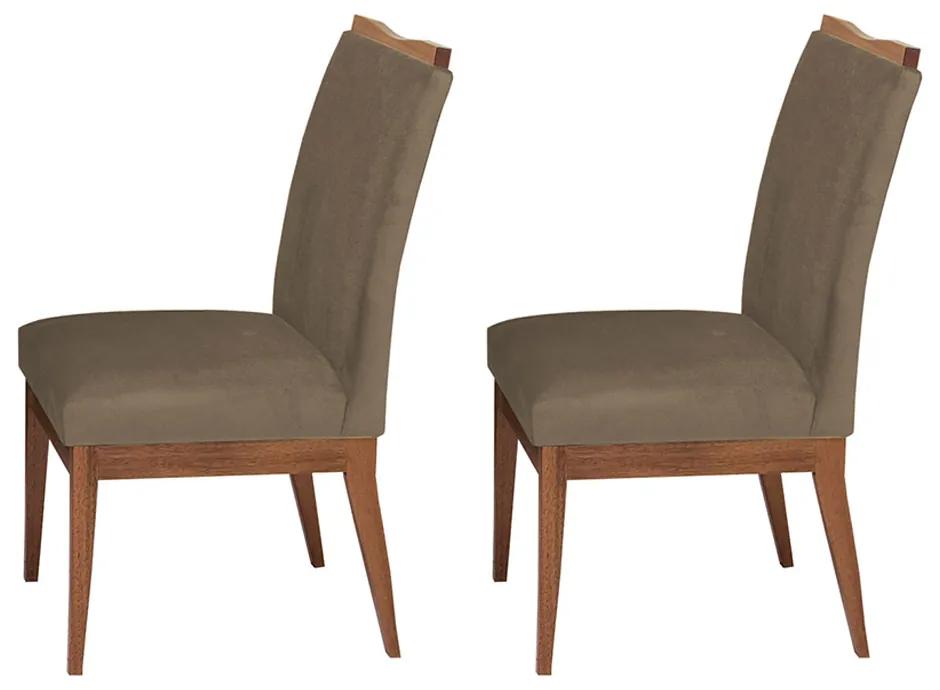 Conjunto 2 Cadeiras Decorativa Leticia Aveludado Cappuccino