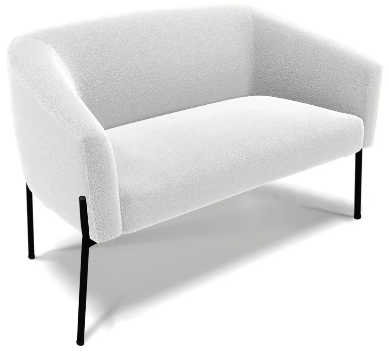 Sofá 2 Lugares Namoradeira Pé de Ferro Preto Stella Bouclê D03 - D'Rossi - Off White