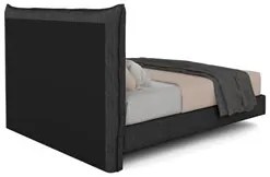 Cama Casal Flutuante Com Cabeceira 140cm Lyra S05 Linho Preto - Mpozen