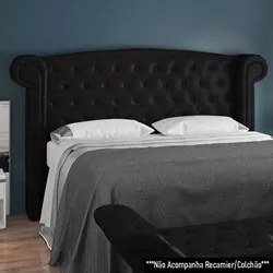 Cabeceira Cama Box Casal 140cm Provença P02 Sintético Preto - Mpozenat