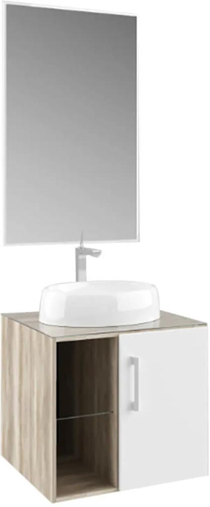 Gabinete Suspenso Banheiro com Espelheira Barrique e Branco