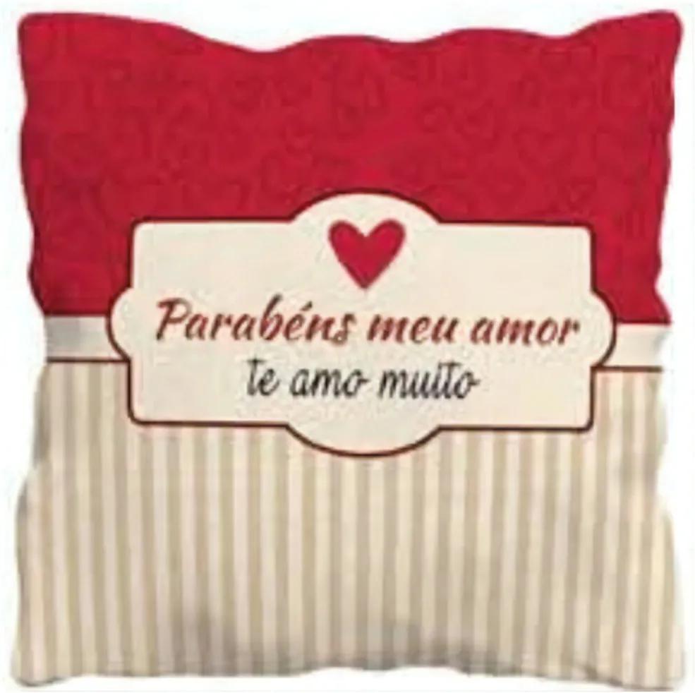 Almofada Quadrada Personalizada Sude Presentes Parabéns Meu Amor Vermelha