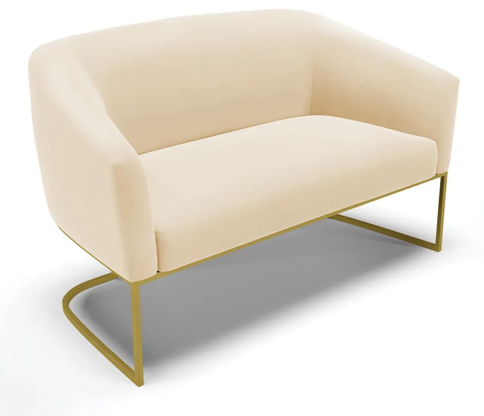 Namoradeira e 2 Poltronas Industrial Dourado Stella Suede Bege D03 - D'Rossi