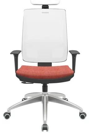 Cadeira Office Brizza Tela Branca Com Encosto Assento Concept Rose RelaxPlax Base Aluminio 126cm - 63604 Sun House