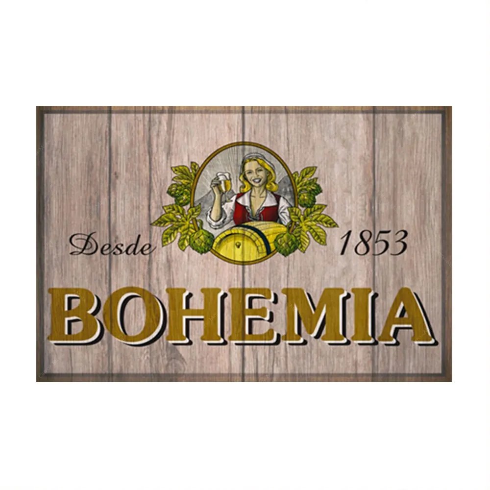 Placa Decorativa Bohemia Madeira Média em Metal - 30x20 cm