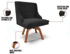 Kit 2 Cadeiras Estofadas Giratória para Sala de Jantar Lia Suede Preto
