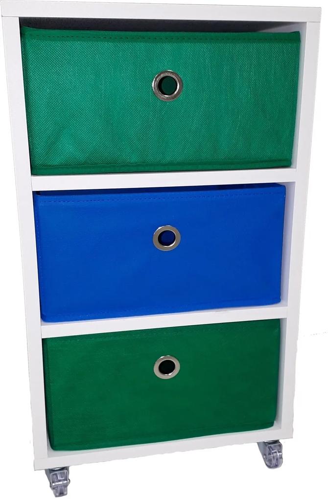 Criado Mudo 3 Caixas Organizadoras verde azul