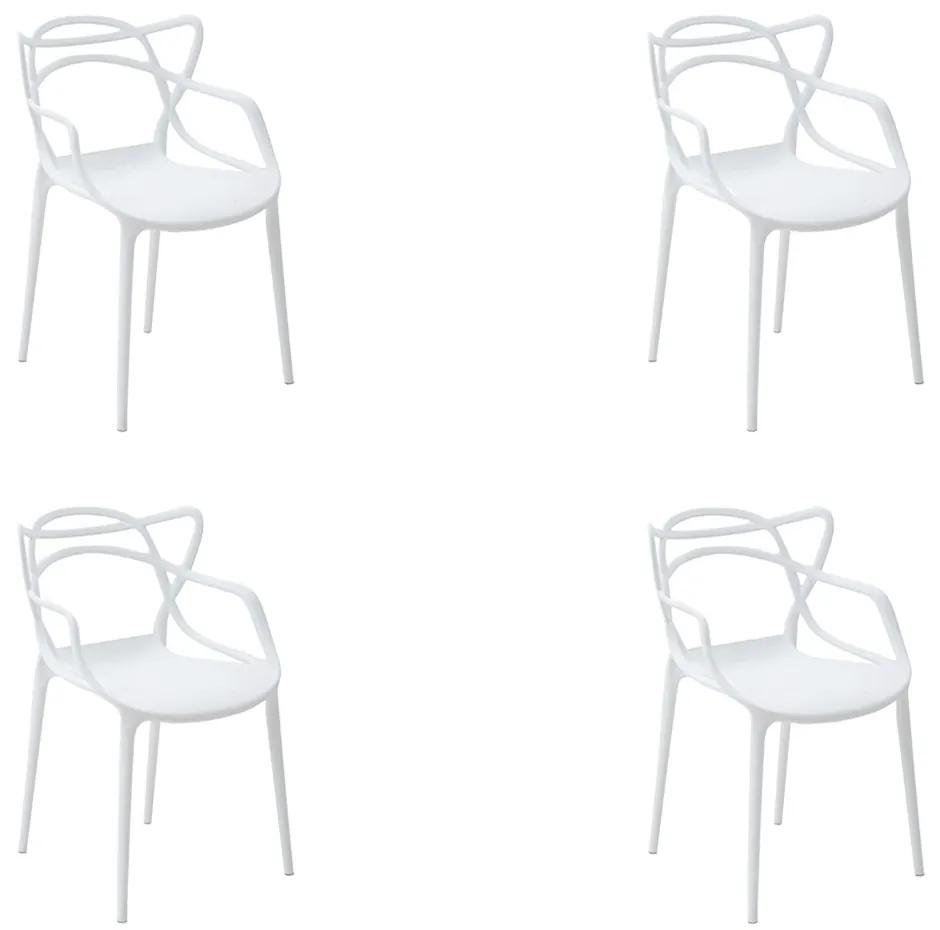 Kit 4 Cadeiras Decorativas Sala e Cozinha Feliti (PP) Branca G56 - Gran Belo