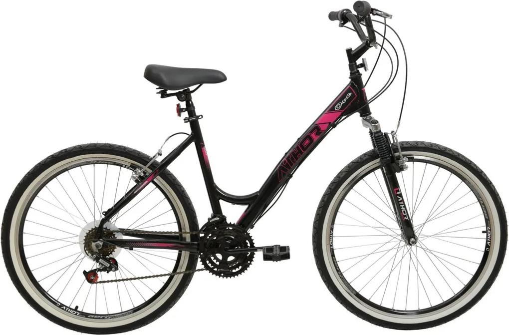 Bicicleta Top Aro 26 Feminina One 18V Aluminio Preta C/ Suspensao Athor Bike