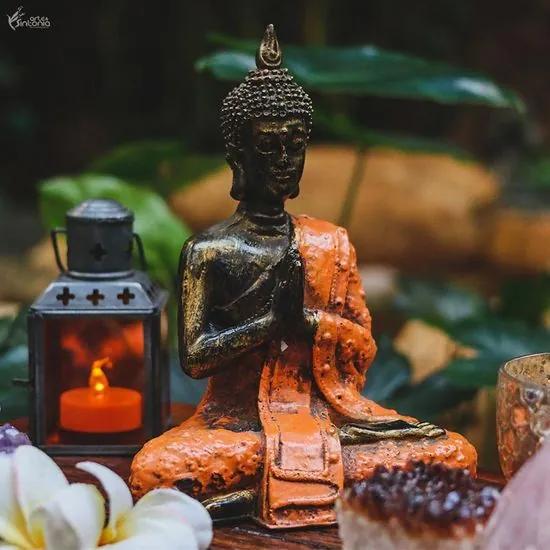 Estátua de Buda Tailandês Laranja/ Gold