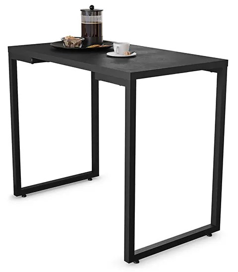 Mesa de Cozinha Industrial Porto Preto 90 cm com 02 Cadeiras Eiffel Preto - D'Rossi