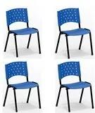 Kit 04 Cadeiras Empilháveis De Plástico Para Recepção CA300 Azul Lafatelli