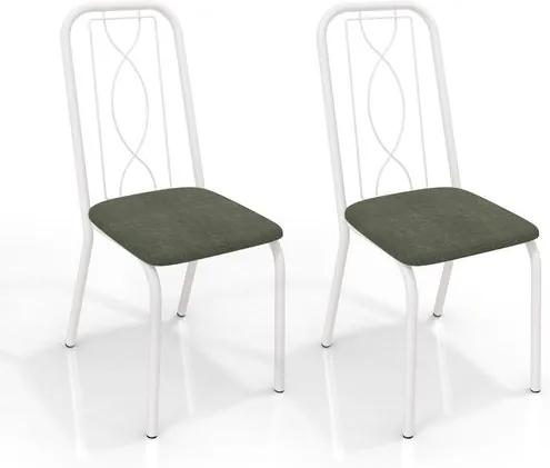 Kit de Cadeiras com 2 Unidades, Branco, Veludo Oliva, Austria III