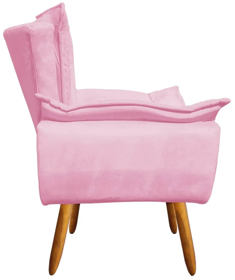 Sofá 2 Lugares Namoradeira Pé Palito Castanho Opala Suede D03 - D'Rossi - Rosa Bebê