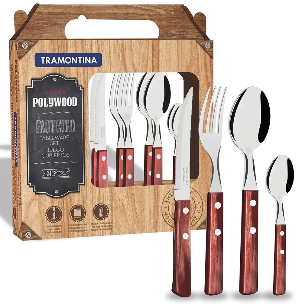 Kit Talheres 12 Garfos E 12 Facas Tramontina Polywood