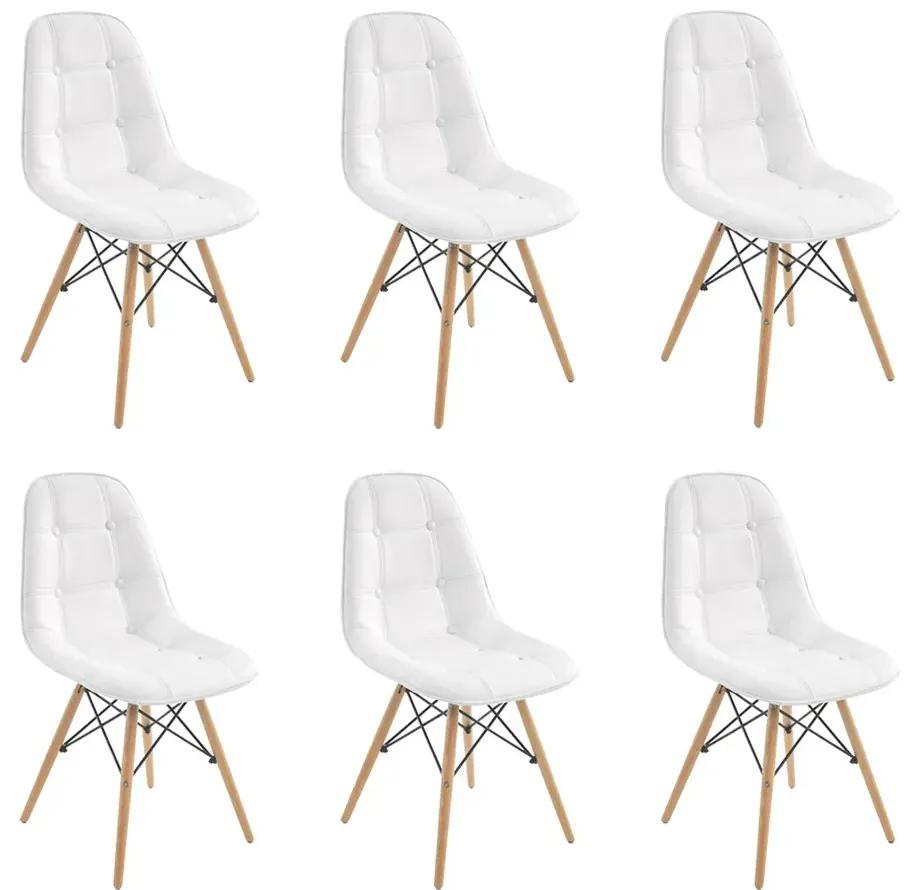 Kit 6 Cadeiras Decorativas Sala e Escritório Cadenna PU Sintético Branca G56 - Gran Belo