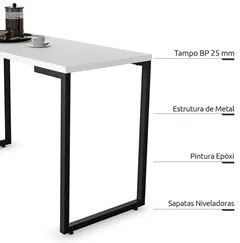 Mesa de Cozinha Bistrô Porto Branco 120cm com 4 Banquetas Industriais