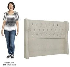 Cabeceira Casal King Cama Box 195cm Malva I02 Bouclê Bege - Mpozenato