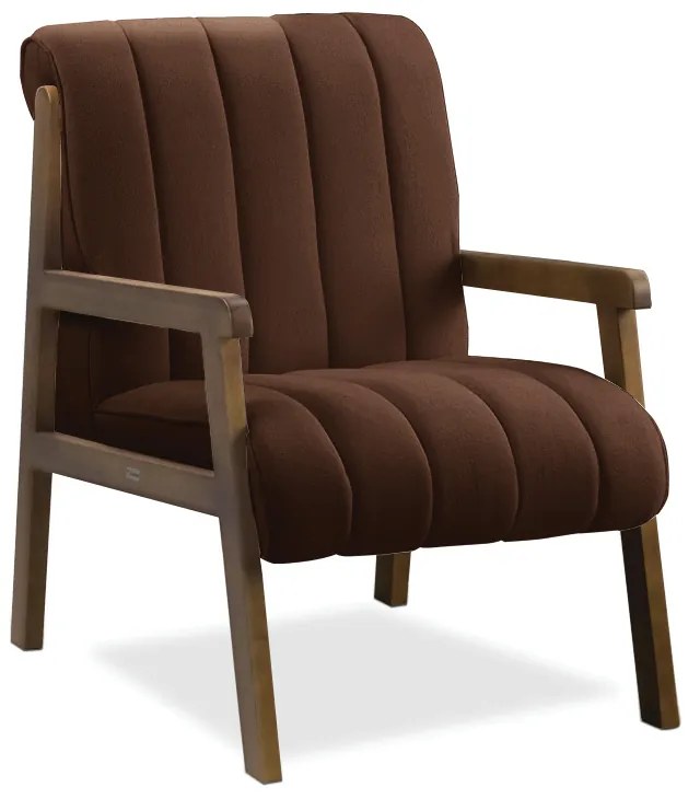 Poltrona Decorativa para Sala Base de Madeira Daline Bouclê E03 - D'Rossi - Marrom