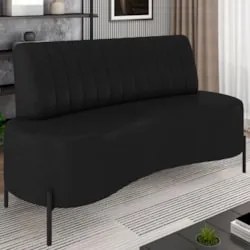 Sofá 2 Lugares 160cm Pés Aço Preto Tamar Z08 Sintético Preto - Mpozena