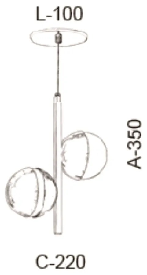 Pendente Vertical C/ Globo Filete Ø22X10X35Cm Metal E Vidro 2 X G9 Glo... (PRETO / CROMADO, FOSCO)