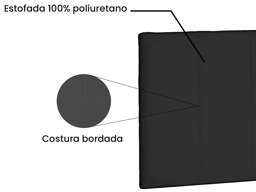 Cabeceira Painel Arizona Para Cama Box Solteiro 90 cm Suede Preto - D'Rossi