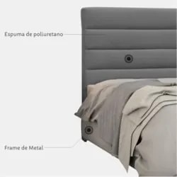 Cabeceira Casal Queen 160cm Greta Suede Liso Cinza Z51 - Mpozenato