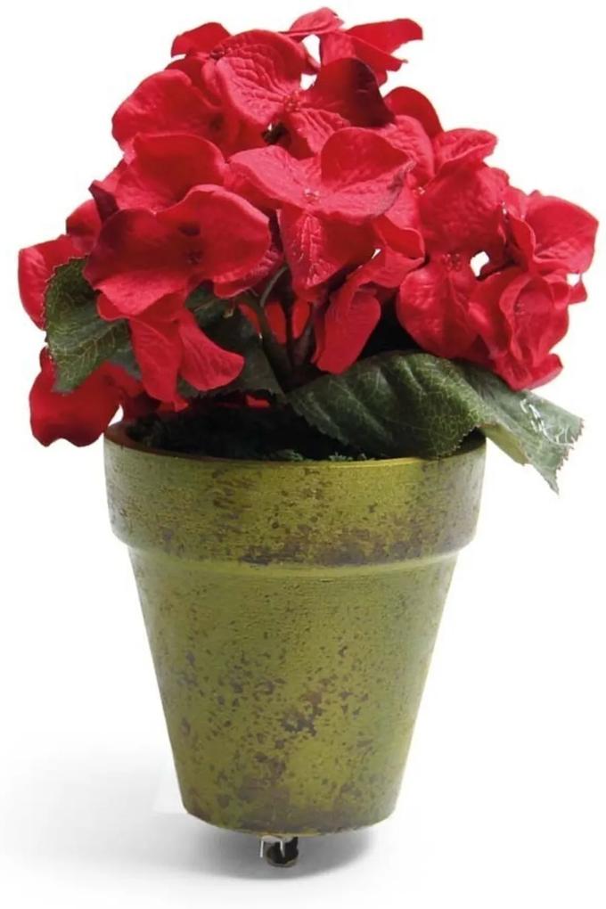 Vaso Hortênsia Flor Decoração Natalina Cor Vermelho 20x8 Cm