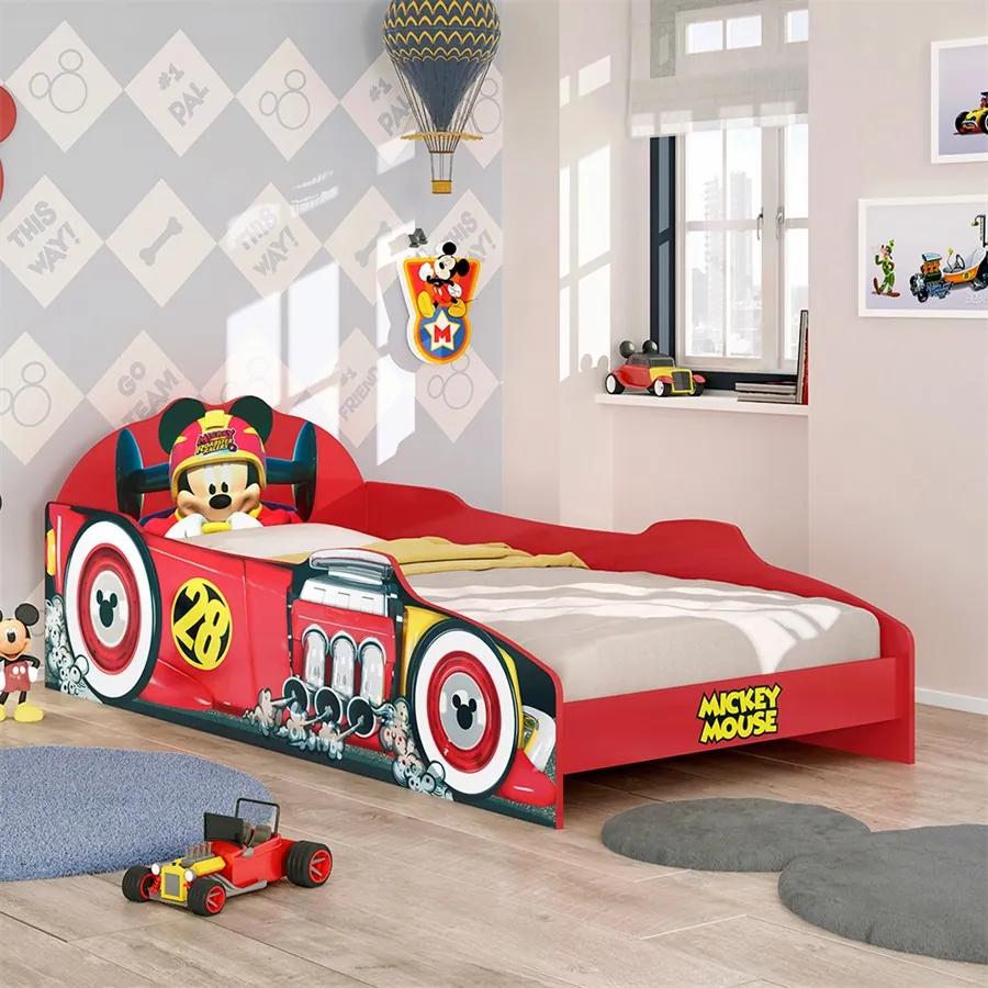 Cama Infantil Mickey Mouse Racer 100% MDF Vermelho OOL