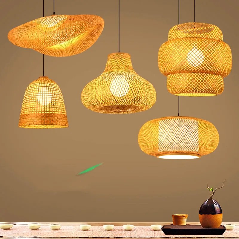 luminária Pendente Handmade Rattan Lustre De Bambu Redondo, Chapéu De Palha, Vintage, Restaurante Luz, Café Bar