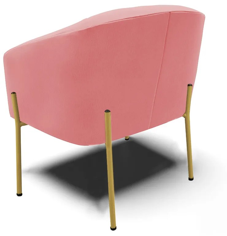 Poltrona Decorativa Pé de Ferro Dourado Stella Suede Rosê D03 - D'Rossi