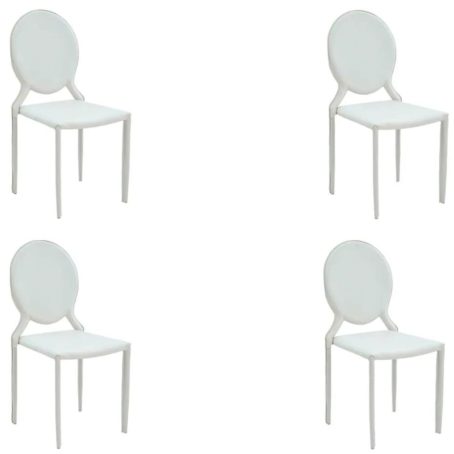 Kit 4 Cadeiras Decorativas Sala e Cozinha Karma Medalhão PVC Branca - Gran Belo