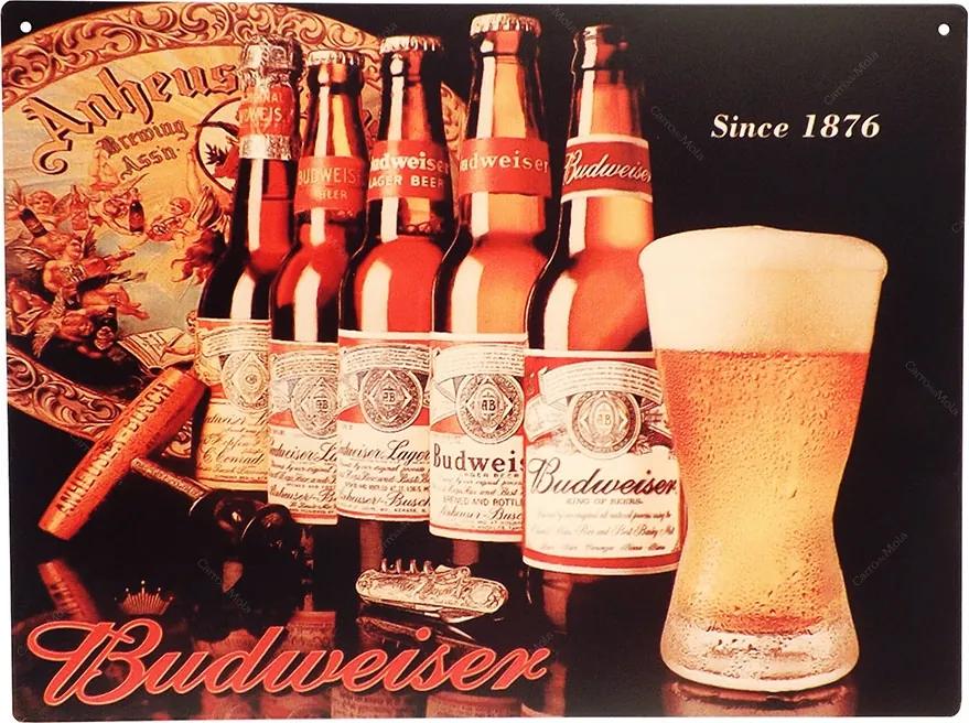 Placa Decorativa Budweiser 1876 Média em Metal - 30x20cm