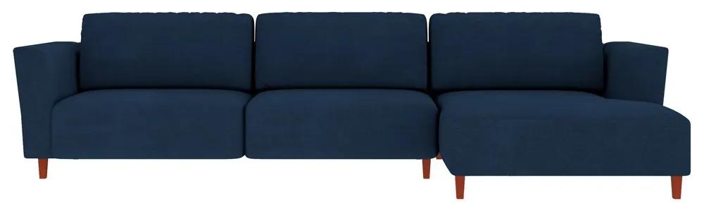Sofá 330cm com Chaise Direita Franz Suede Azul G52 - Gran Belo
