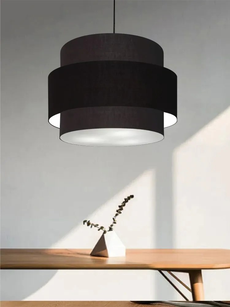 Lustre Sala de Jantar Com Desvio Vivare Md-4399 Cúpula em Tecido 50cm