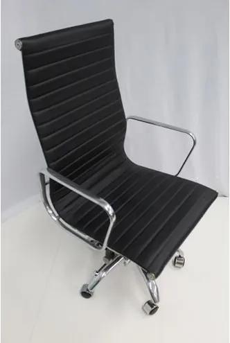 Cadeira Office OUTLET Estofada Alta Preta Aluminio - 10 Sun House