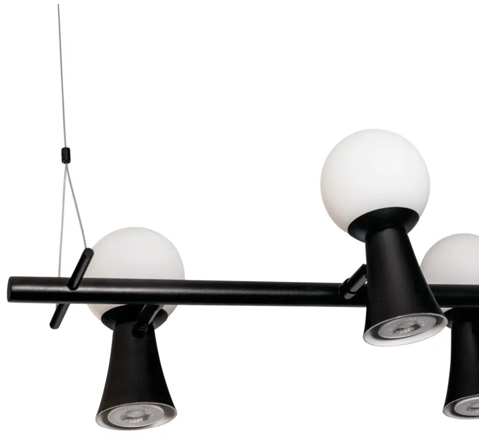 Pendente Dirham 78X32,4X18,6Cm 4Xg9 + 4Xmr16 Alumínio E Globo Ø10Cm |... (BT - Branco Texturizado, FOSCO)