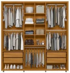 Guarda Roupa Casal 230cm Com Espelho Barok Cinamomo Z10     - Mpozenat