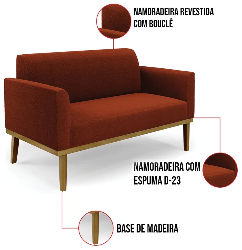 Namoradeira e Poltrona Base Madeira Castanho Marisa Bouclê D03 - D'Rossi - Terra