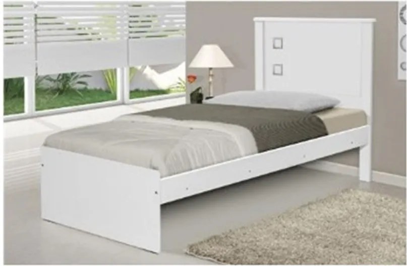 Cama  Barcelona Solteiro Branco Com Lilás - Tebarrot Móveis